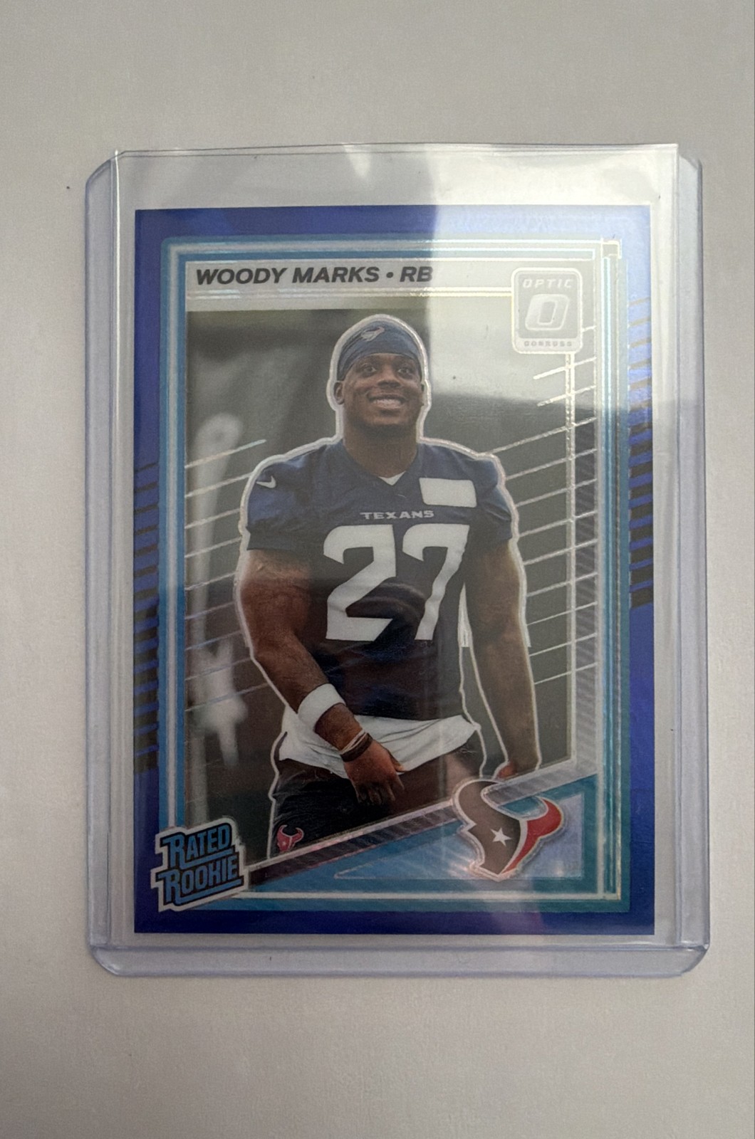 2025 Panini Donruss Rated Rookie Woody Marks #288 Optic Blue Scope Prizm (RC)