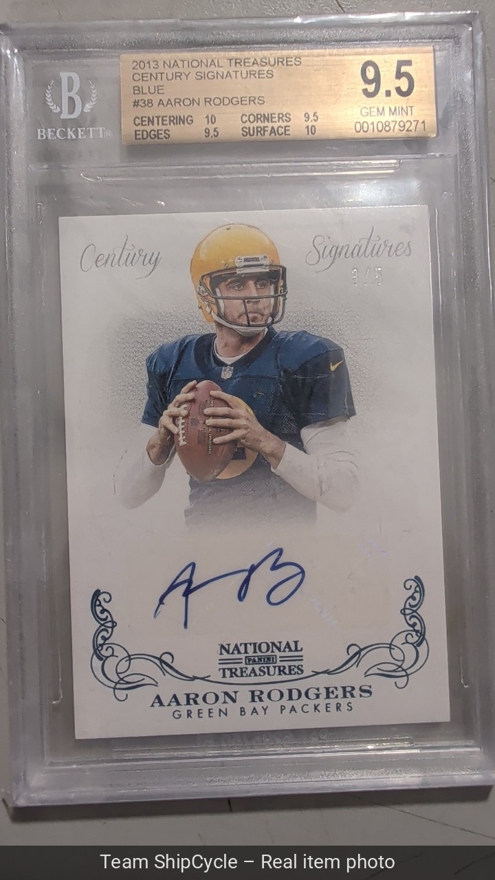 Aaron Rodgers 2013 National Treasures Century Signatures Auto BLUE  5  B G2U view 4