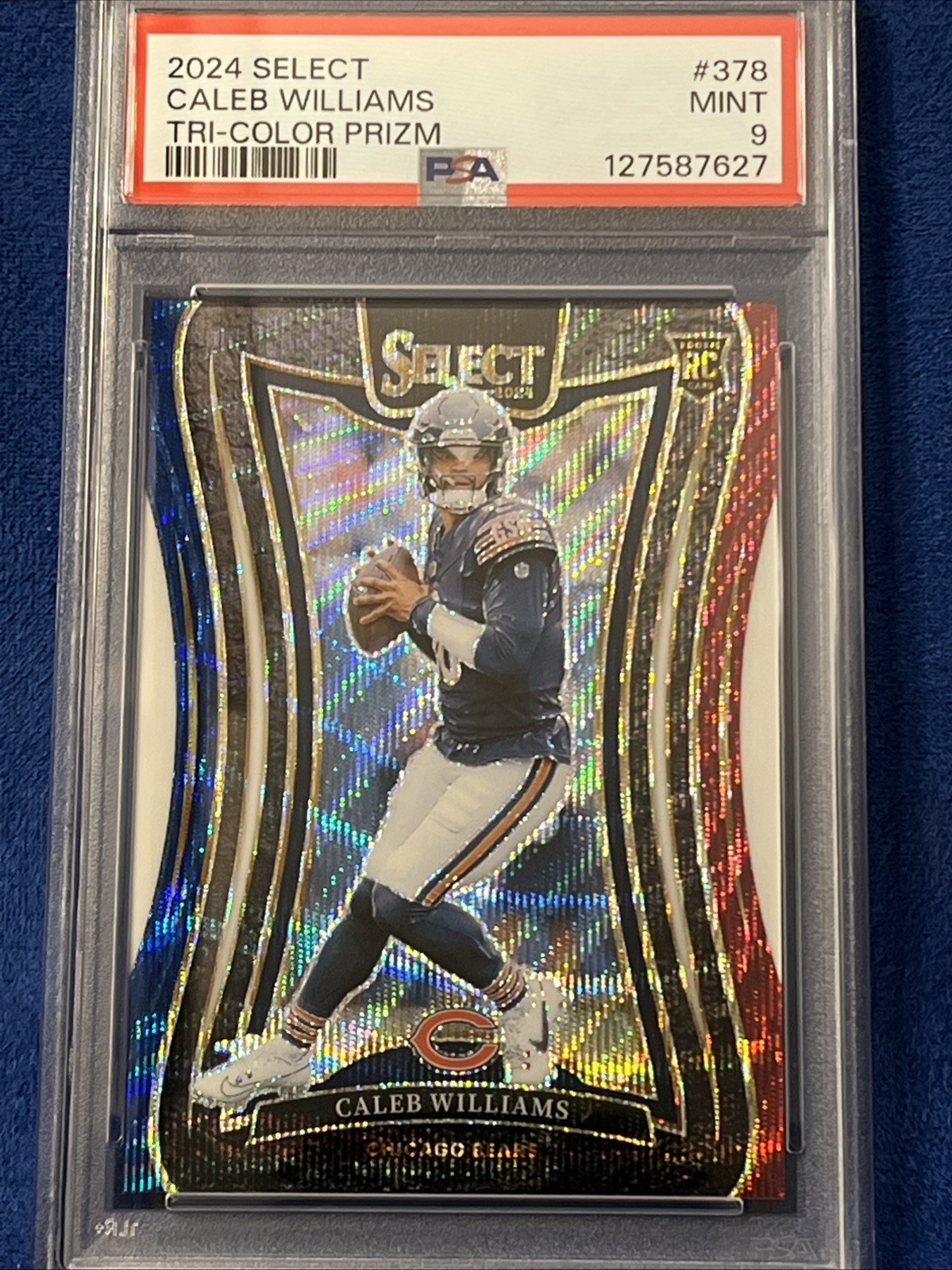 2024 Panini Select Suite Level Caleb Williams 378 Tri-Color Prizm 134/149 PSA 9