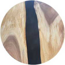 Epoxidharz Tischplatte River Table Rund Schwarz Walnuss Massivholz ø600x22mm