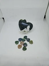 68g Moss Agate Crystal Heart Shape & 10 Mini Heart Bundle-So Cute!