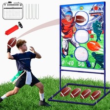 Football Toss Game Set with 4 Inflatable Balls - Blue Plastic for Ages 3 