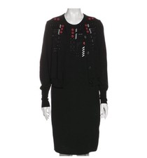 Versace Embellished Knit Dress & Jacket Suit Set Black Size 44 Formal