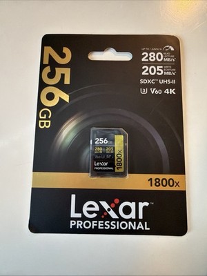 Lexar Professional 1800x GOLD Series V60 256GB SDXC UHS-II Memory Card