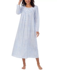 Eileen West Long Sleeve Poetic Blue Print 100 Cotton Lawn Ballet Nightgown M