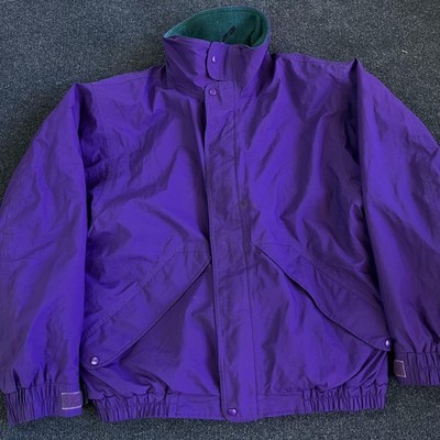 Lands' End Jacket Mens Large Purple Fleece Lined Parka Full Zip Outdoor