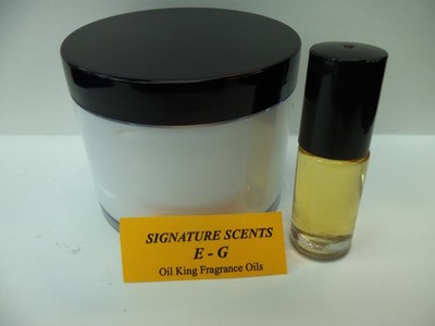 4oz. LONG LASTING FRAGRANCE LOTION. 1/6 oz. FRAGRANCE OIL. POPULAR SCENT '' E '' .
