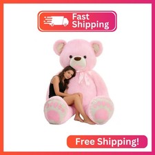 Tezituor 5 Ft Pink Giant Teddy Bear Plush Toy with Happy Smile