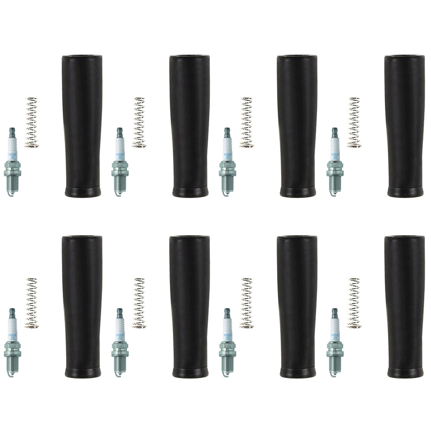 NGK 8 V-Power Spark Plugs  Denso Coil Boots Kit for Jaguar XJR Base 4.0L V8