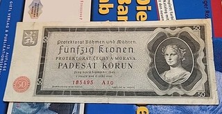 50 Kronen / Korun 1940 Böhmen und Mähren ZWK 13a Ro.561 P 5 Erhaltung II