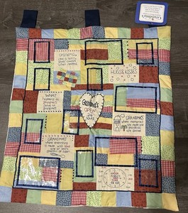 Grandma’s Quilted Photo Collage Wall Hanging Perfect Gift New