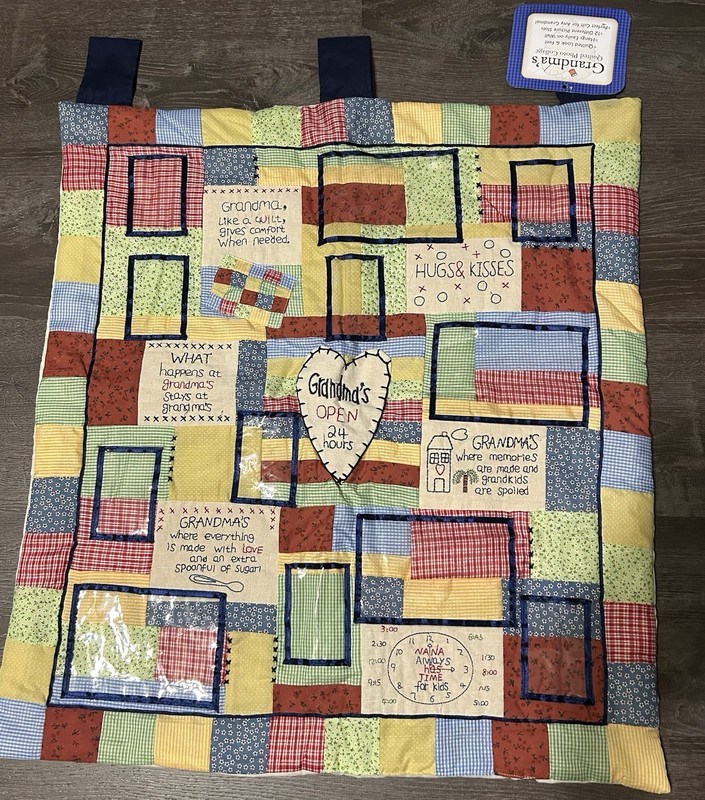 Grandma’s Quilted Photo Collage Wall Hanging Perfect Gift New
