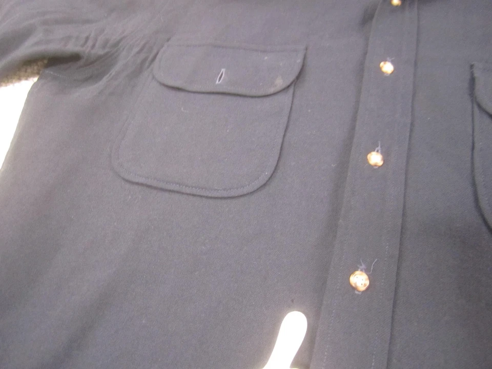 Vintage Pendleton Shirt Mens Large Blue Short Sleeve Wool Button Front USA 80s - Image 4 of 4