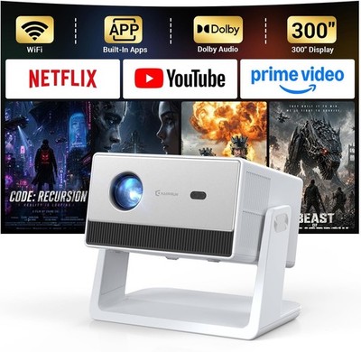 4K Smart Projector with 5G WiFi, Bluetooth, Dolby Audio for Home Theater