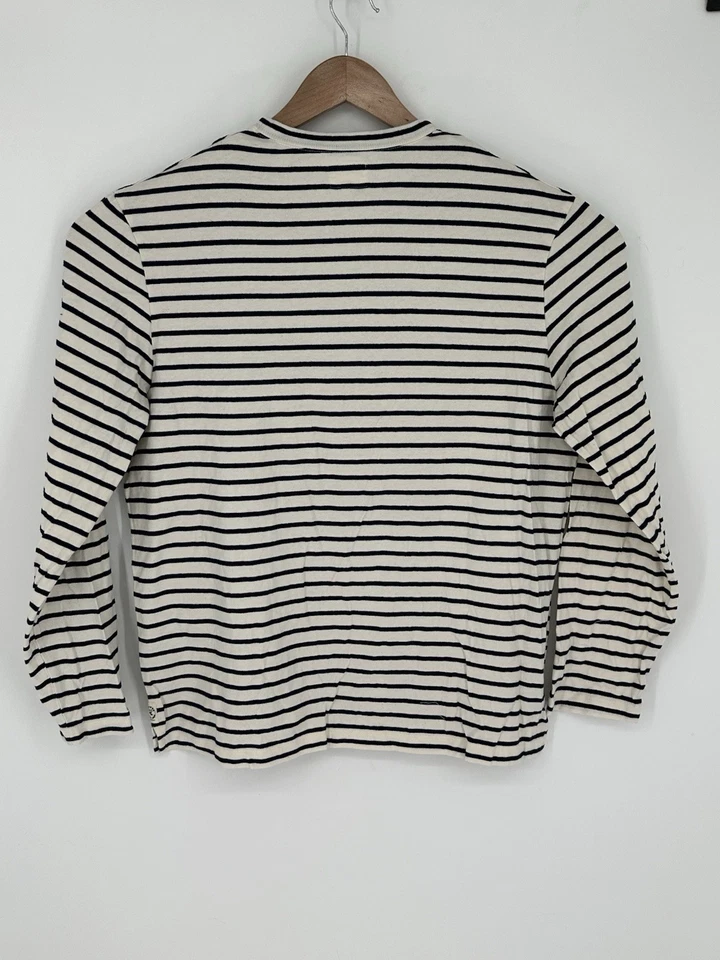 NUEVA Camiseta Todd Snyder Para Hombres Talla L Manga Larga Rayas Azul Marino Blanco Rayas U4 Foto 3 de 4