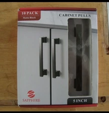 Sapphire Hexa Series Modern 5-inch Center-to-Center Cabinet Pulls, Black, 10pk