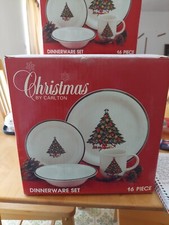 1985 Vintage Carlton Chistmas Ironstone Dinnerware Set Slightly Damaged 