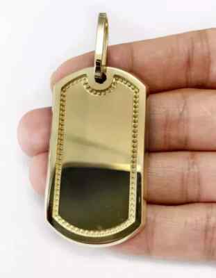 Men's Custom Dog Tag Lab Created Pendant Necklace 14K Yellow Gold Plated