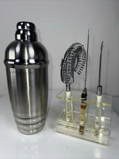 Lenox Stainless Steel Cocktail Mixer With Lucite Bar Tool Set