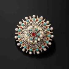 women bohemian style pearl round brooch ladies pin accessories