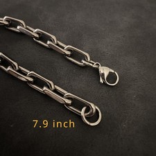 New 8mm Pure Titanium Chain Bracelet Men's Women Flat O-Chain Anti Allergy 7.9"