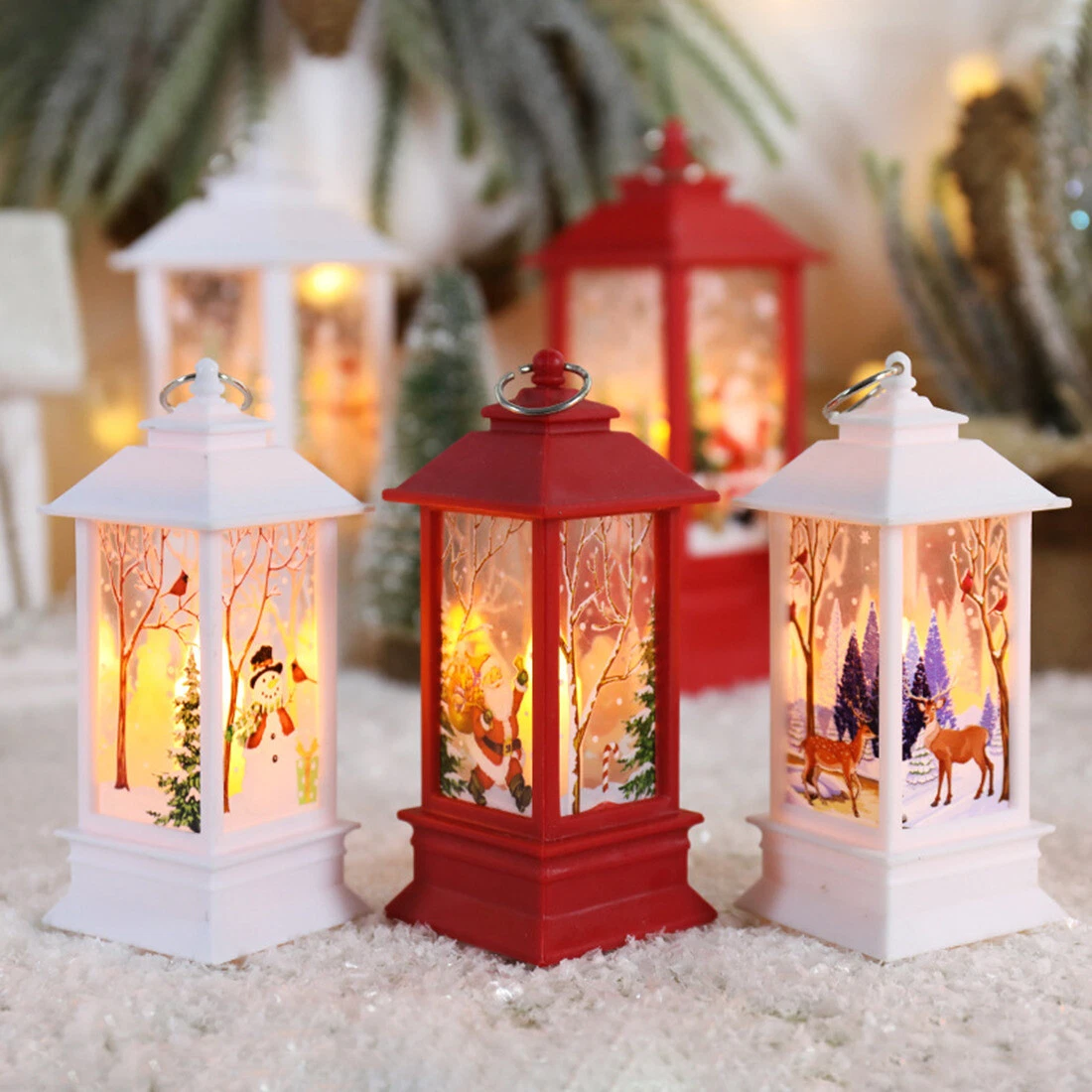 Christmas LED Light Up Lantern Xmas Santa Claus Table Lamp