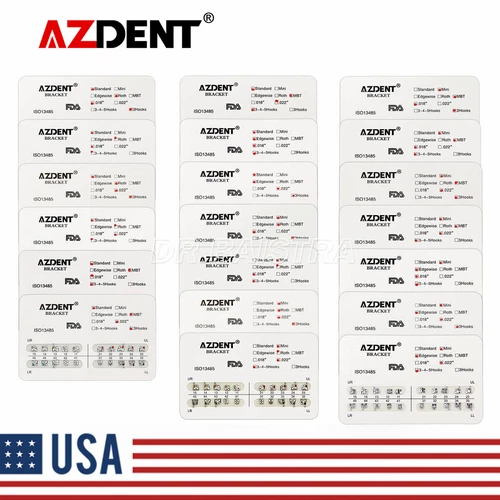 AZDENT Orthodontic Dental Brackets Braces Mini Standard Roth MBT.022/.018 Hooks