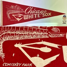 1950’s Chicago White Sox Illinois Comiskey 11x29 Vintage Pennant MLB Baseball N