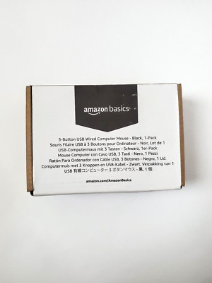 Amazon Basics 3-Button USB Wired Computer Mouse - black