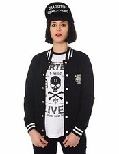 Dragstrip Clothing Women`s Baseball Jacket Zero F*cks Given Attitude Clothing