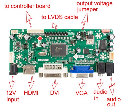 M170ETN01.1 LCD Controller HDMI VGA 3.5mm Audio M.NT68676.2A Driver Board Panel - Afbeelding 2 van 12