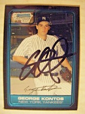 GEORGE KONTOS signed YANKEES 2006 Bowman Chrome baseball card AUTO GIANTS CUBS