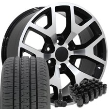 Set 5656 Black Machined 22 Wheels Bridgestone Tires Tpms Lugs Fit Chevy Gmc