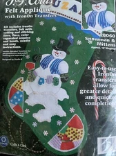 Winter Snowman with Mitten Garland Christmas Stocking Felt Applique Kit NIP 18 i