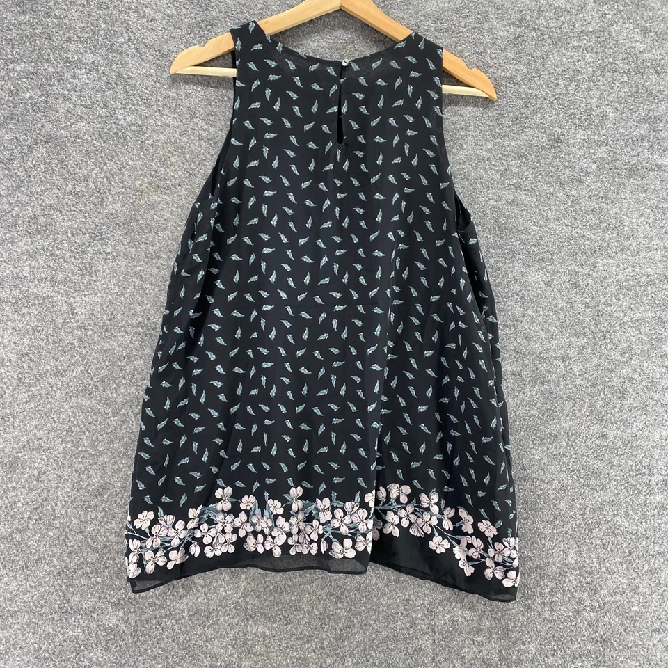 Max Studio блузка женщин M средний черный цветочный без рукавов широкий ремень круглый вырез - Изображение 2 из 4