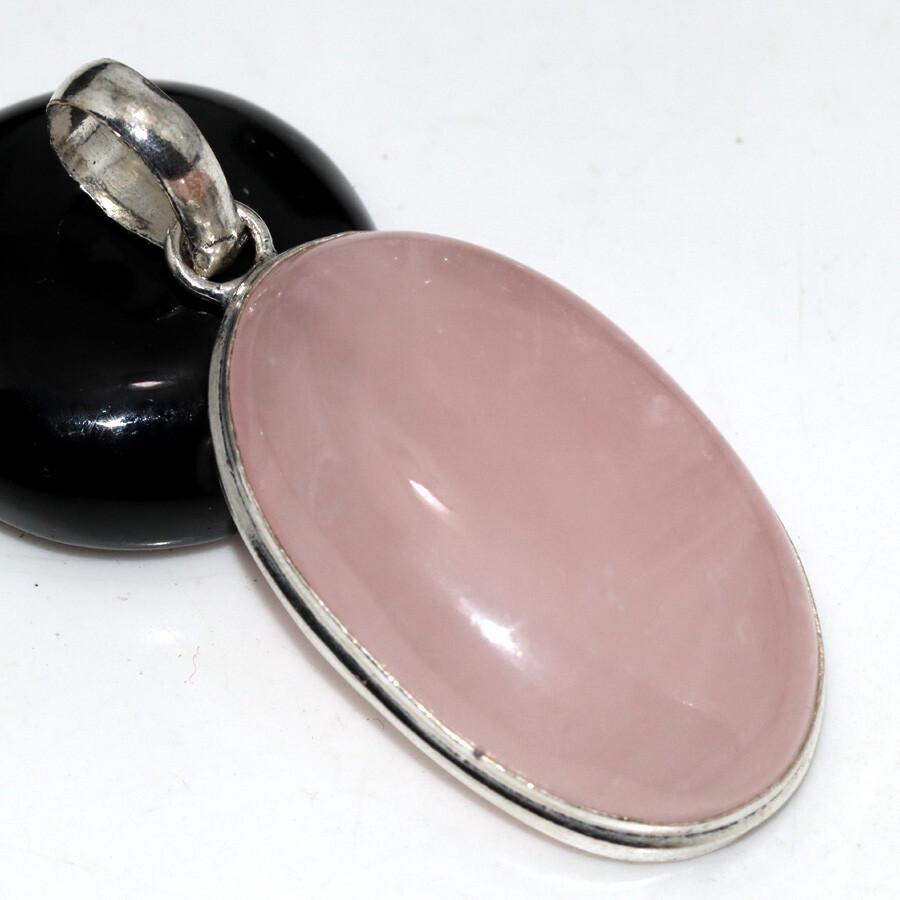 Rose Quartz 925 Silver Plated Gemstone Pendant 2.1