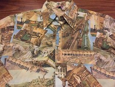 Trafalgar Vintage Trains Old West Shirt M Medium Graphic Picture Horses Train