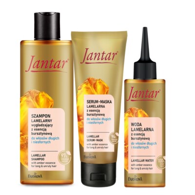 Farmona Jantar Lamellenglättendes Shampoo, Serum-Maske oder Wasser langes widerspenstiges Haar