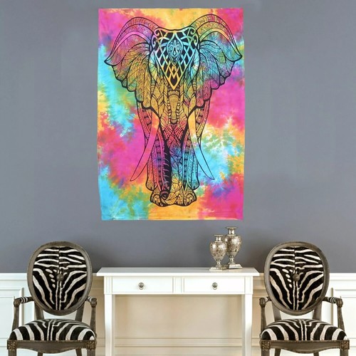 Tapisserie Murale éléphant En Coton Indien Fait Main - 3,3 X 3,3 Pieds - Vintage Rouge