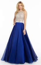 CAMILLE LA VIE Crystal Beaded Rhinestone Illusion Sheer Ball-Gown 6 MAC DUGGAL