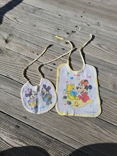 Lot of 2 PLAYSKOOL Walt Disney VINTAGE MICKEY MINNIE MOUSE Child's Baby BIB