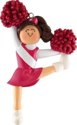 PERSONALIZED CHEERLEADER CHEER LEADER RED UNIFORM ORNAMENT CUSTOM PRINT NAME 