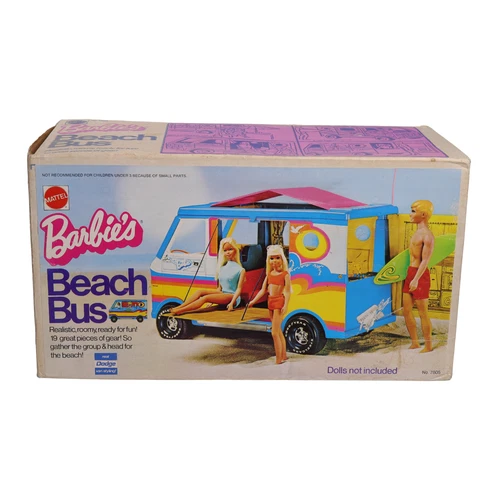 "Vintage" 1973 Mattel Barbie Beach Bus #7805 "Camper Van" – "Box & Accessories"