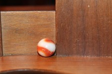 C. 1900's Early Machine Made Marble Crimson White Swirl