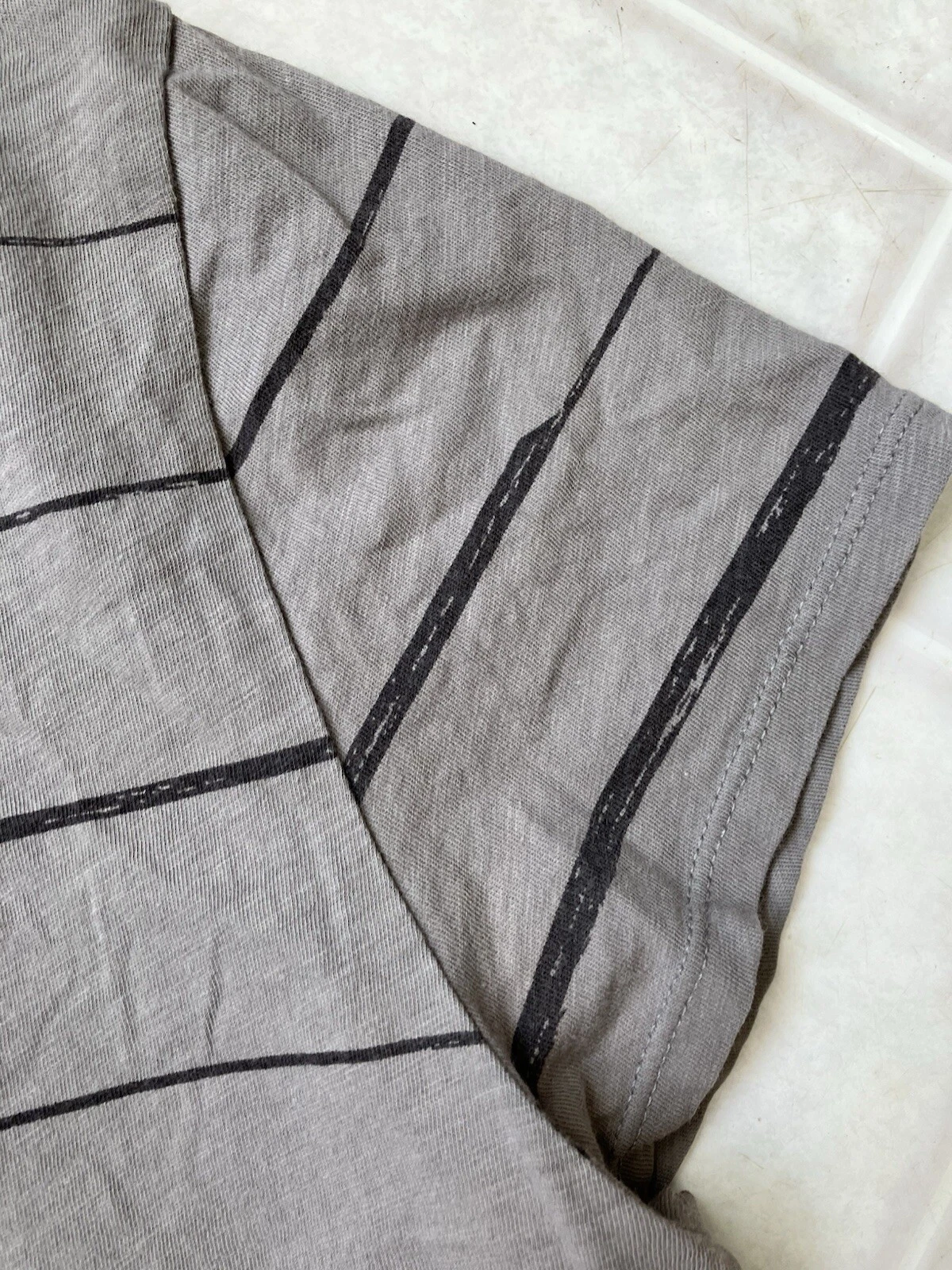 athleta stripe crewneck short sleeve seamed sides shirt
