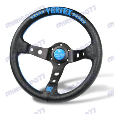 Blue Stitch 330mm Vertex 1996 Leather Deep Dish Steering Wheel For OMP MOMO Rac