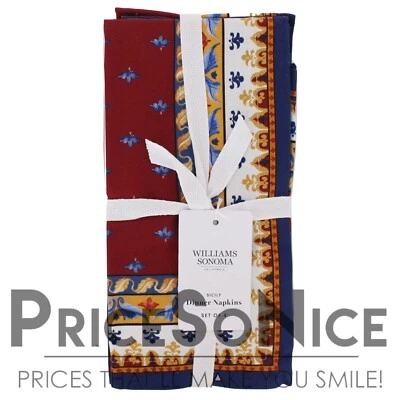 WILLIAMS-SONOMA Williams Sonoma Williams Sonoma Sicily Re Red Cotton Napkins, Set of 4, MSRP $50