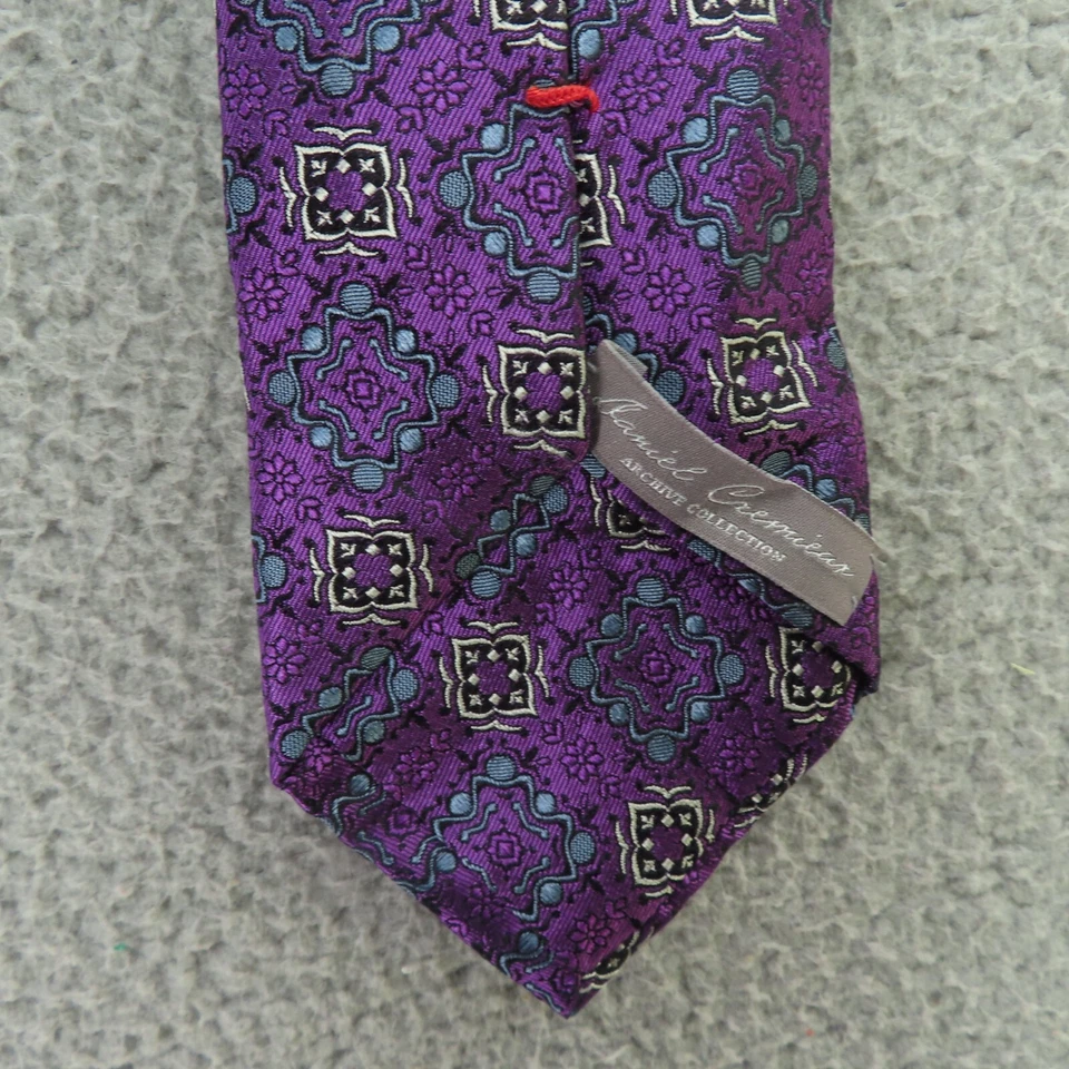 Corbata Daniel Cremieux Para Hombre Seda Púrpura Lunares Hecha a Mano 3.5" 60" Italia Foto 4 de 4