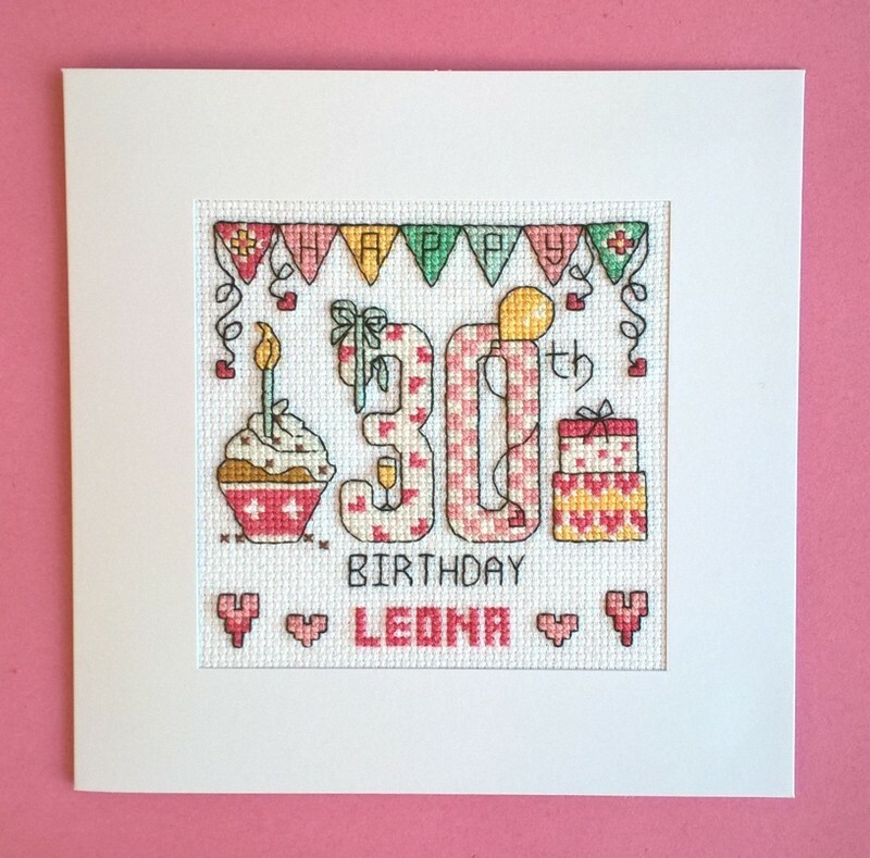 Happy 30th Birthday cross stitch card kit
