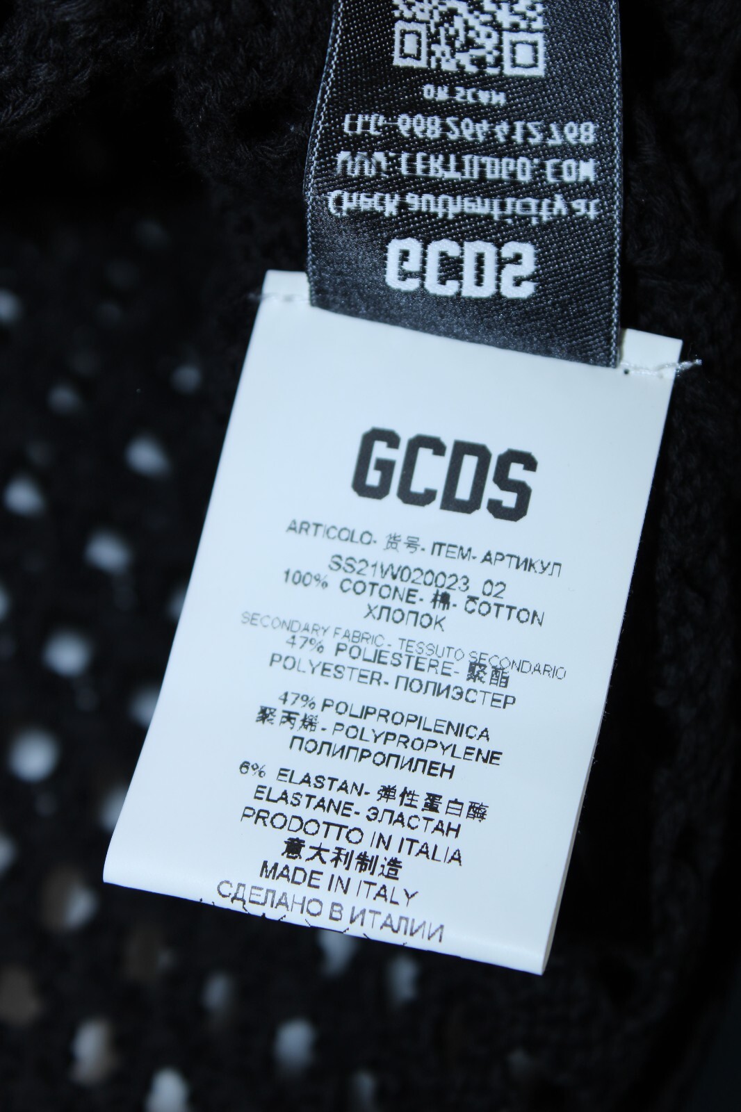 GCDS Women's Small Black Knit Long Sleeve Crop Cardigan